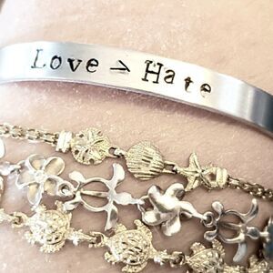 Love>Hate, Aluminum cuff br…